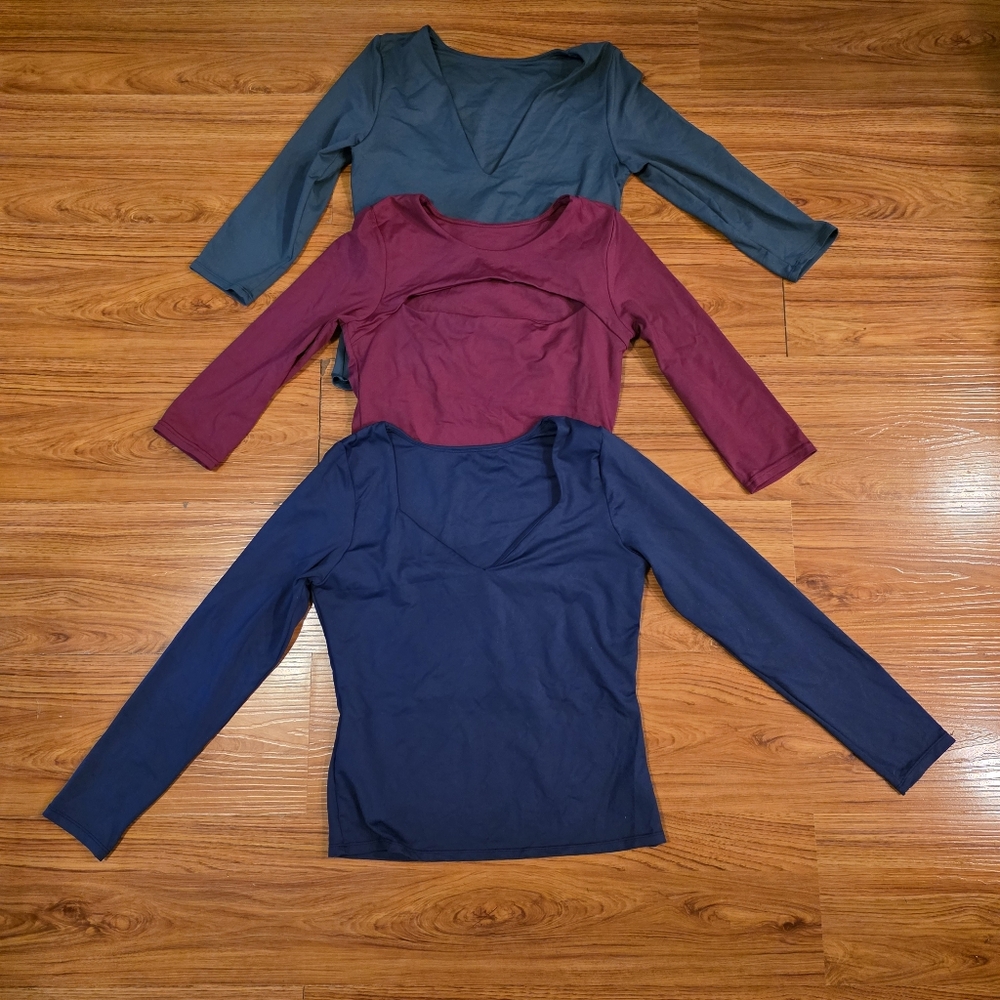 3 Blackmilk M/L Long Sleeve Tops - Dark Blue, Dark Pink, Teal